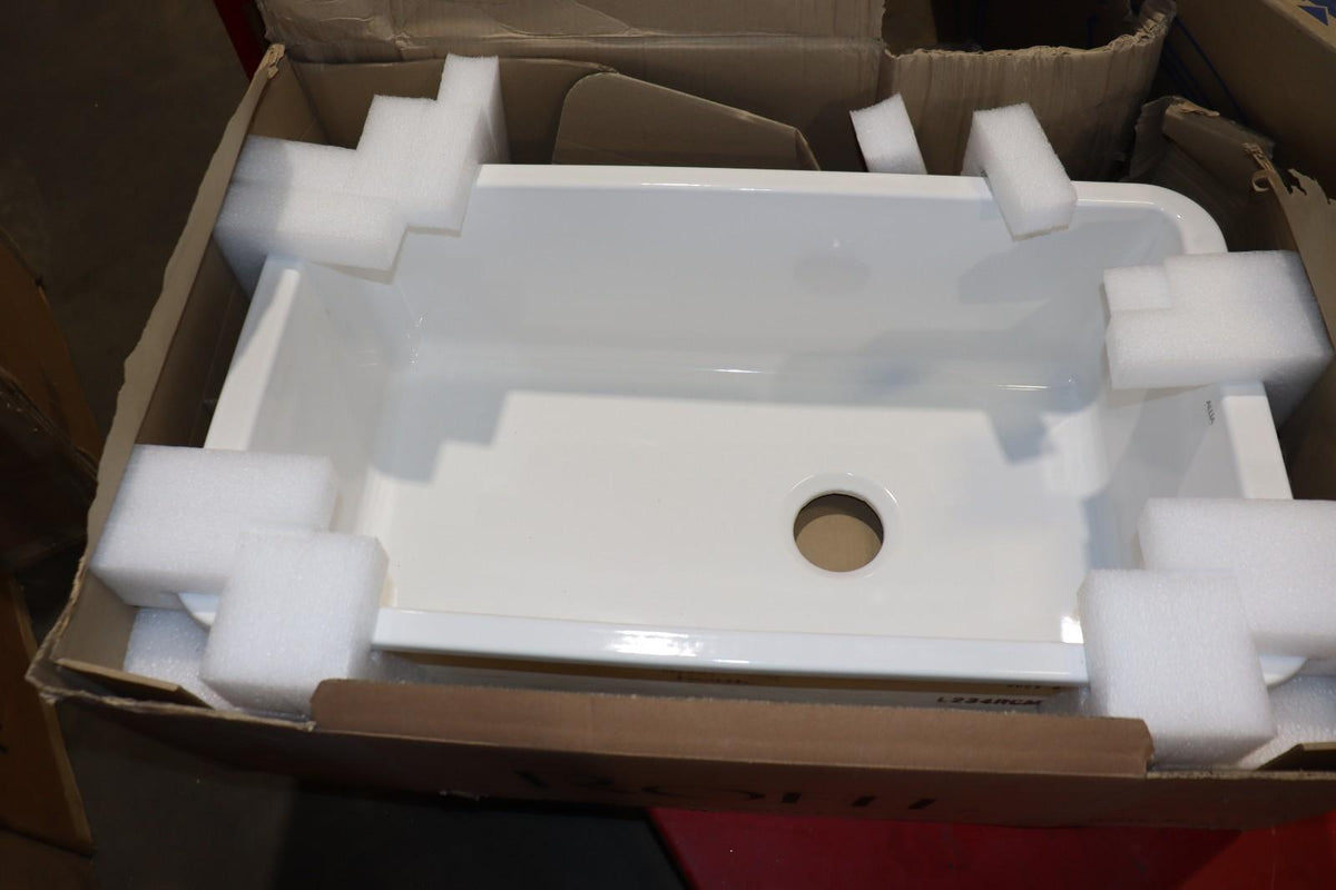 Rohl Allia 34" White Undermount Single Basin Fireclay Kitchen Sink 6497-00, NOB - Northside Material Brokers