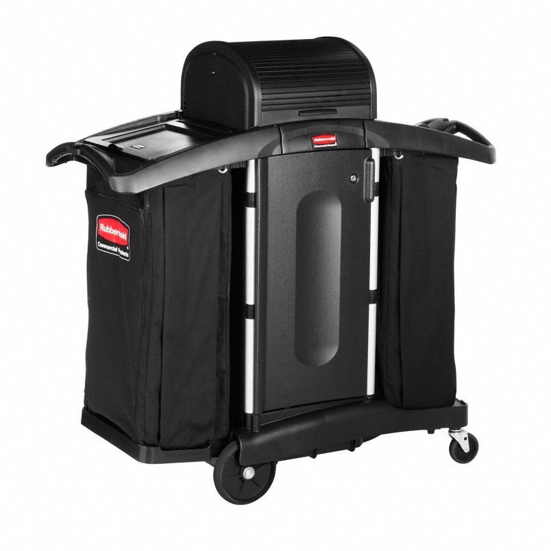 Rubbermaid FG9T7800BLA Housekeeping Cart, Black - Northside Material Brokers