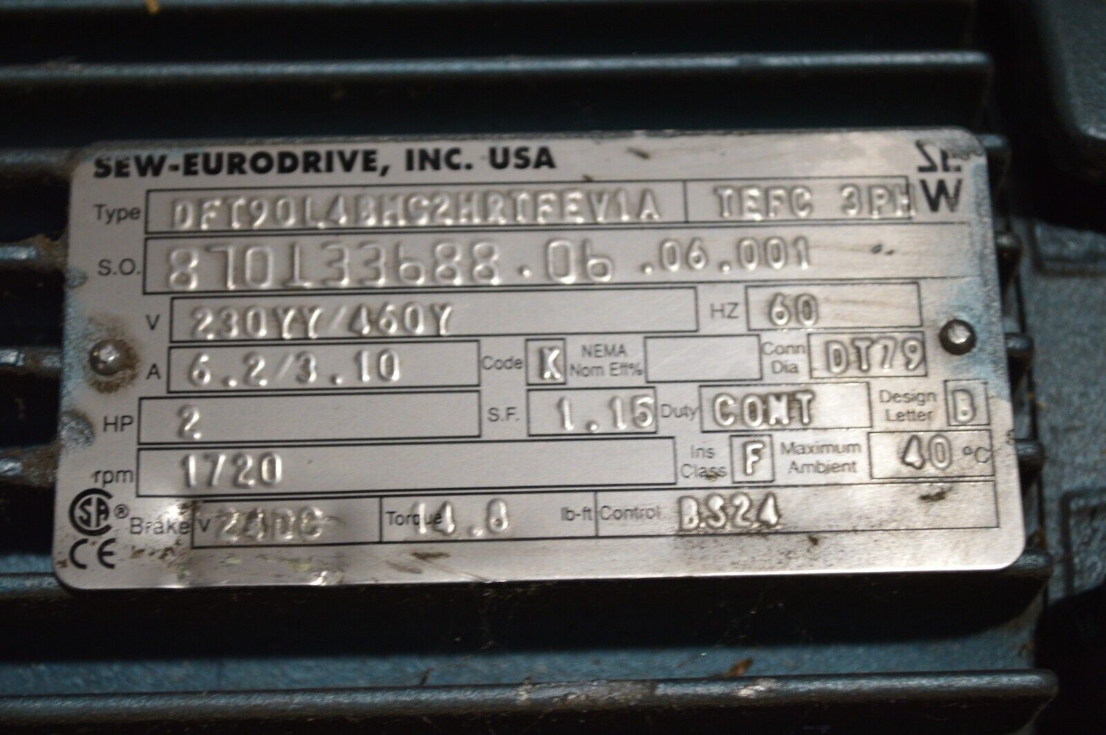 SEW DFT90L4 ELECTRIC MOTOR - Northside Material Brokers