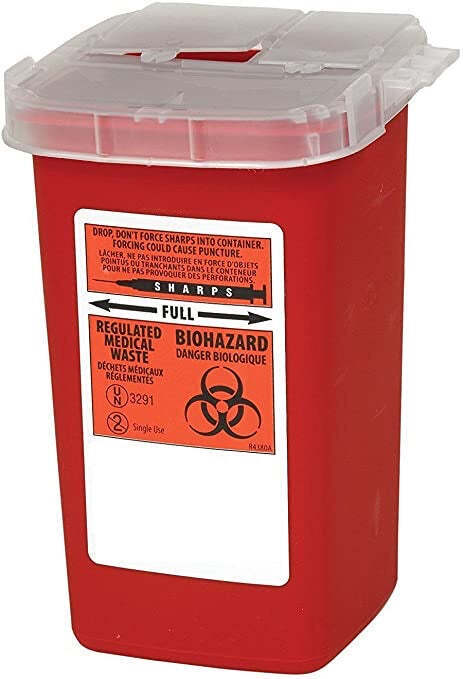 Sharps Container Biohazard Needle Disposal 1 Qt Size (3 Pack) - Northside Material Brokers