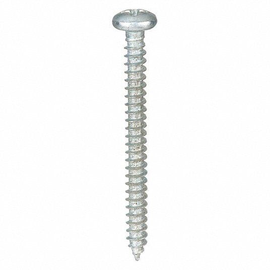Sheet Metal Screw: 14 Size, 7/8 in Lg, Steel, Zinc Plated, 1LY92, 100 pack - Northside Material Brokers