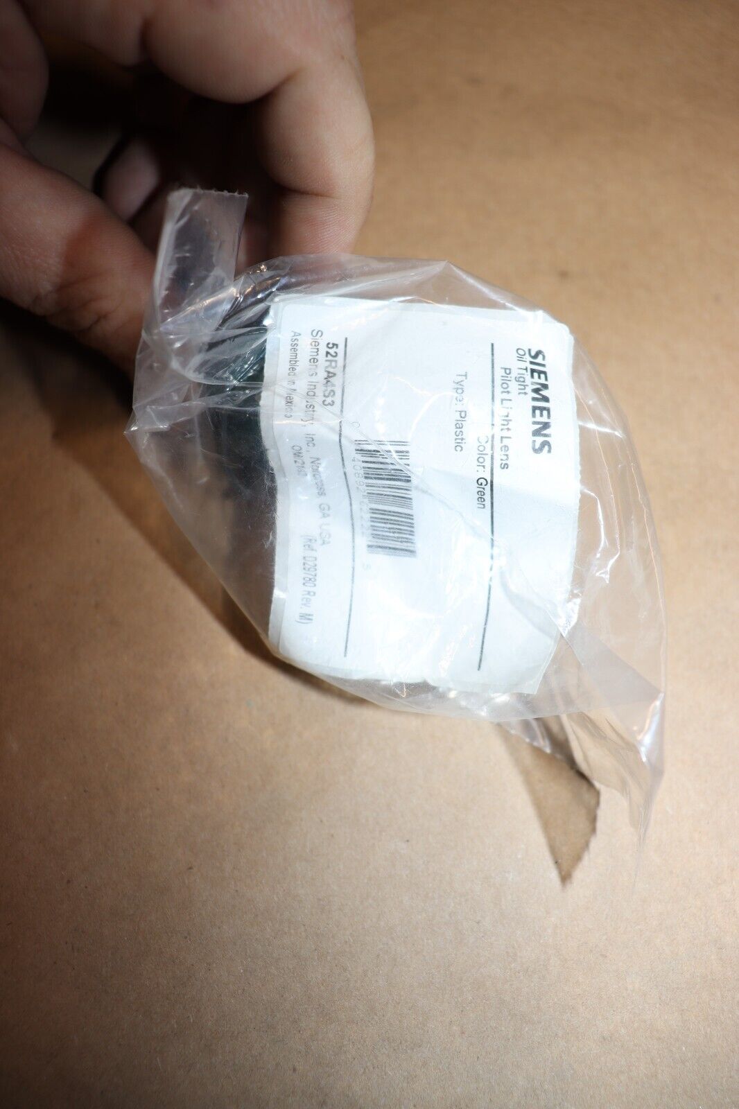 Siemens 52RA4S3 Oil Tight 30mm Green Plastic Pilot Lens *New & Free Shipping* - Northside Material Brokers
