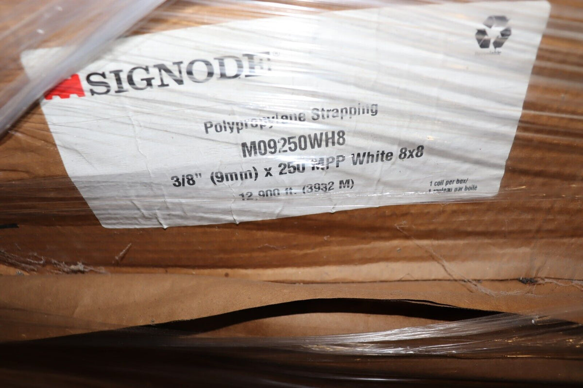 Signode M09250WH8 Empax Plastic Strapping, 3/8" Strap Width, 16" Coil - Northside Material Brokers