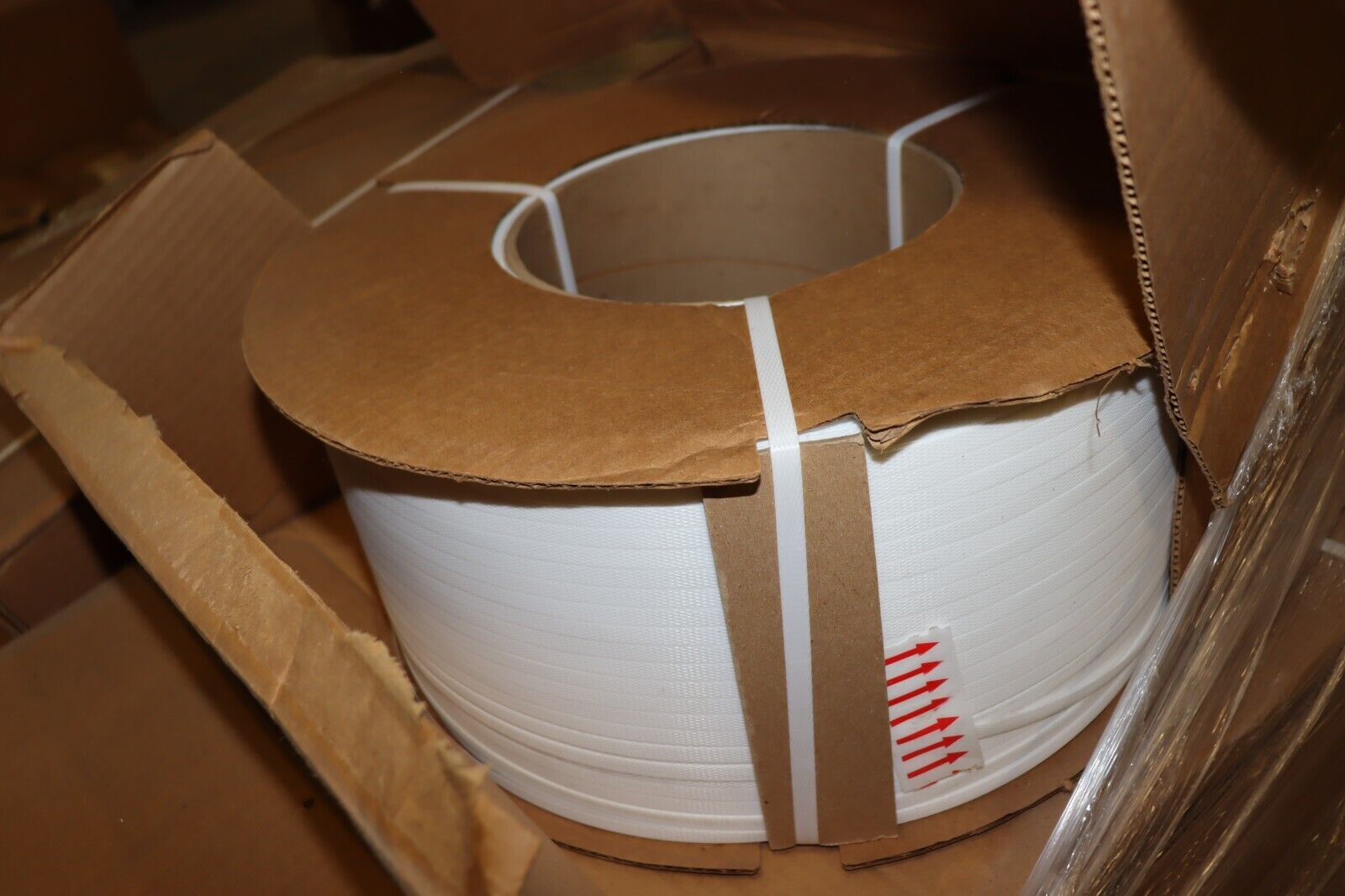 Signode M09250WH8 Empax Plastic Strapping, 3/8" Strap Width, 16" Coil - Northside Material Brokers