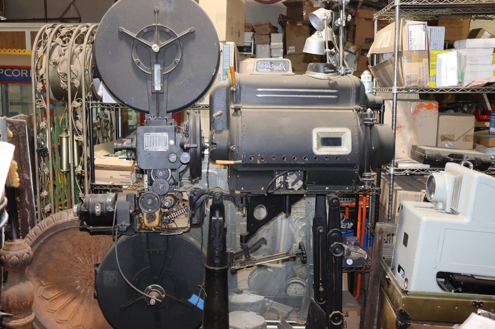 Simplex E-7 Front Shutter & Western Electric Sound Head Art Deco Projector 1920s - Northside Material Brokers