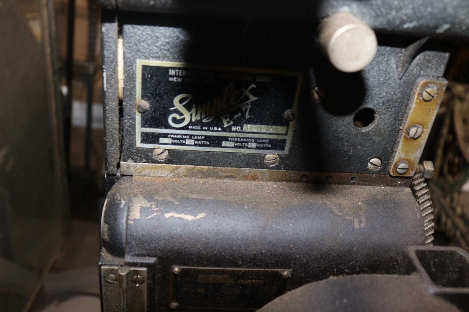 Simplex E-7 Front Shutter & Western Electric Sound Head Art Deco Projector 1920s - Northside Material Brokers