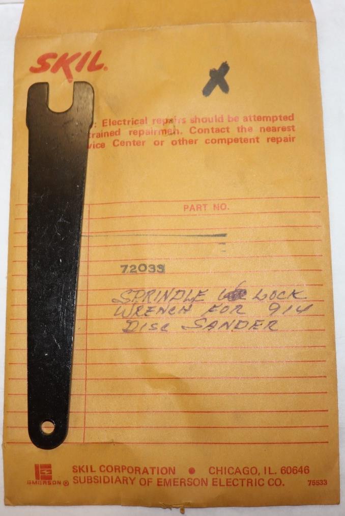 SKIL 72033 Spindle Lock Wrench for 914 Disc Sander, NOS - Northside Material Brokers