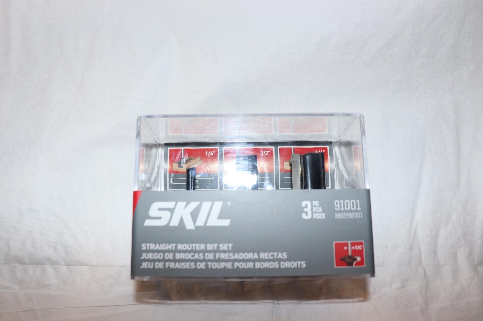 SKIL Router Bit Set 91001 Tipped Straight 3 Piece Includes 1/4" 1/2" 3/4" Bits - Northside Material Brokers