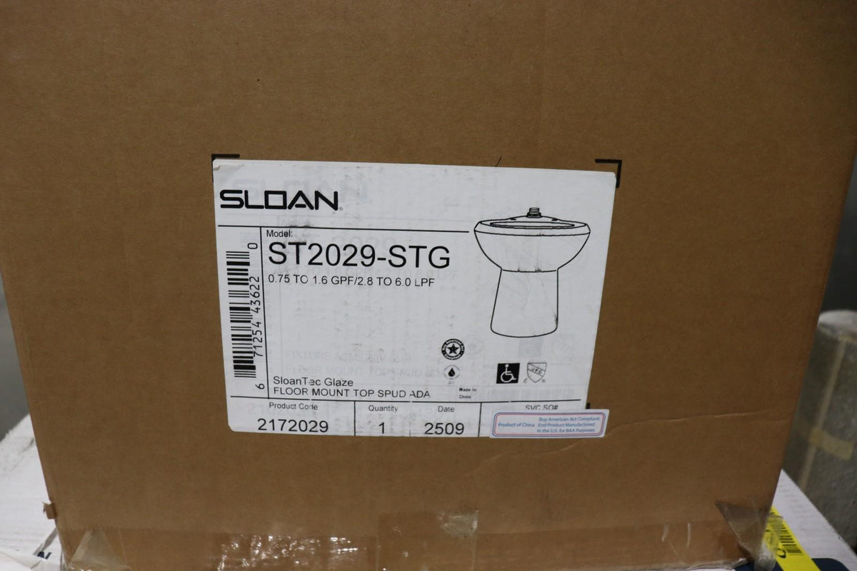 Sloan ST-2029-STG Floor-Mounted Water Closet - White - Northside Material Brokers