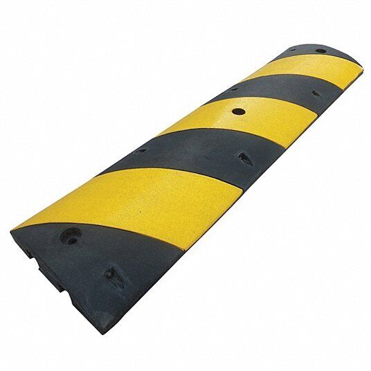 Speed Bump: Rubber, Black/Yellow, 6 ft Lg, 12 in Wd, 2 1/2 in Ht, 29NH35B - Northside Material Brokers