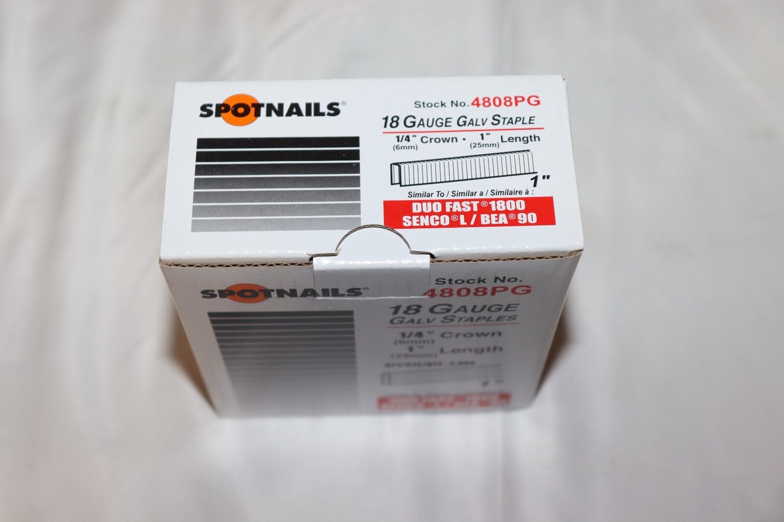SpotNails 18 Gauge Chisel Point Brads 1" & Galv Staples 1" 5000CT (New) - Northside Material Brokers