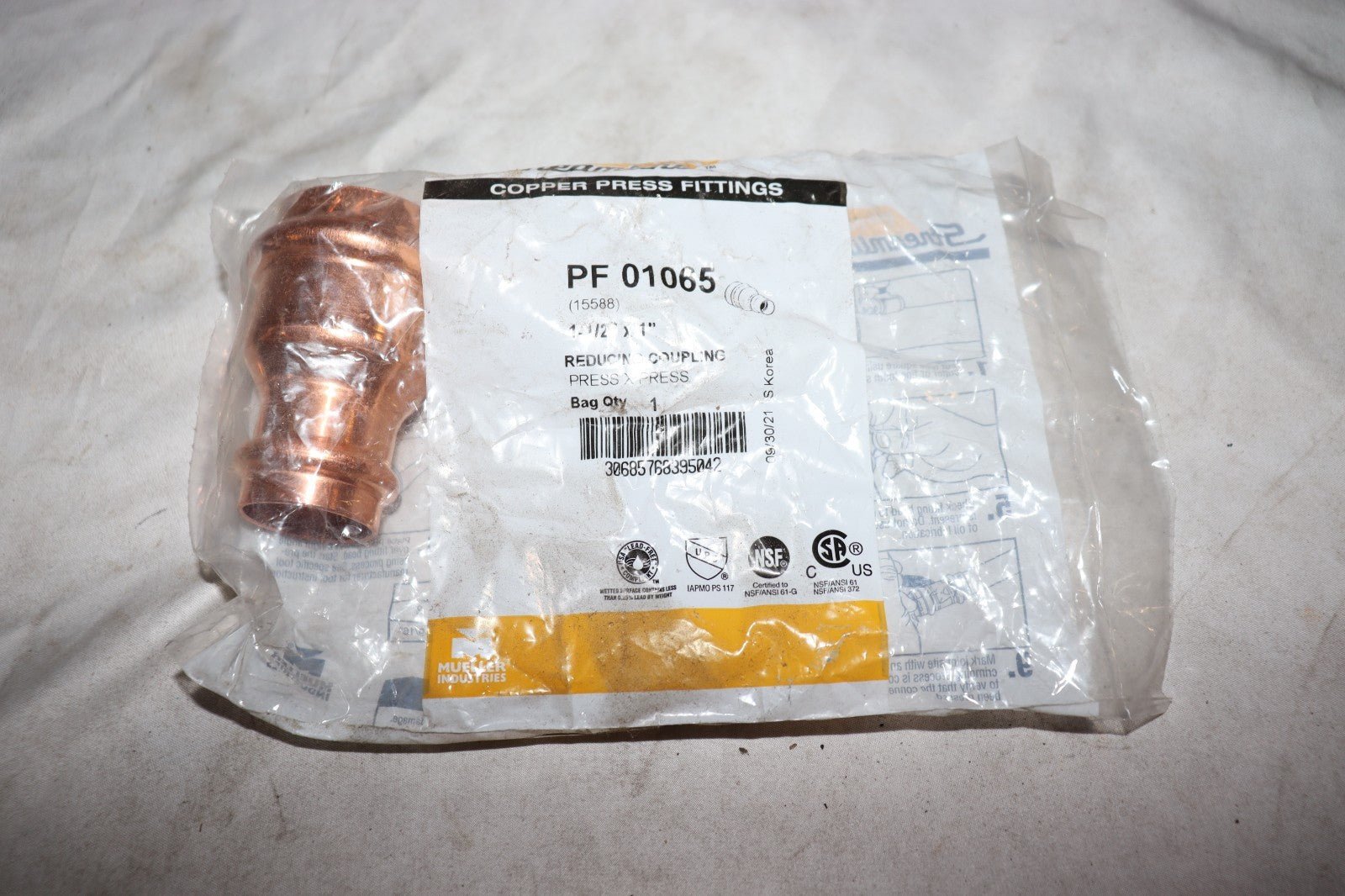 Streamline Copper PF01065 - 1-1/2" x 1" Reducing Coupling Propress - Northside Material Brokers