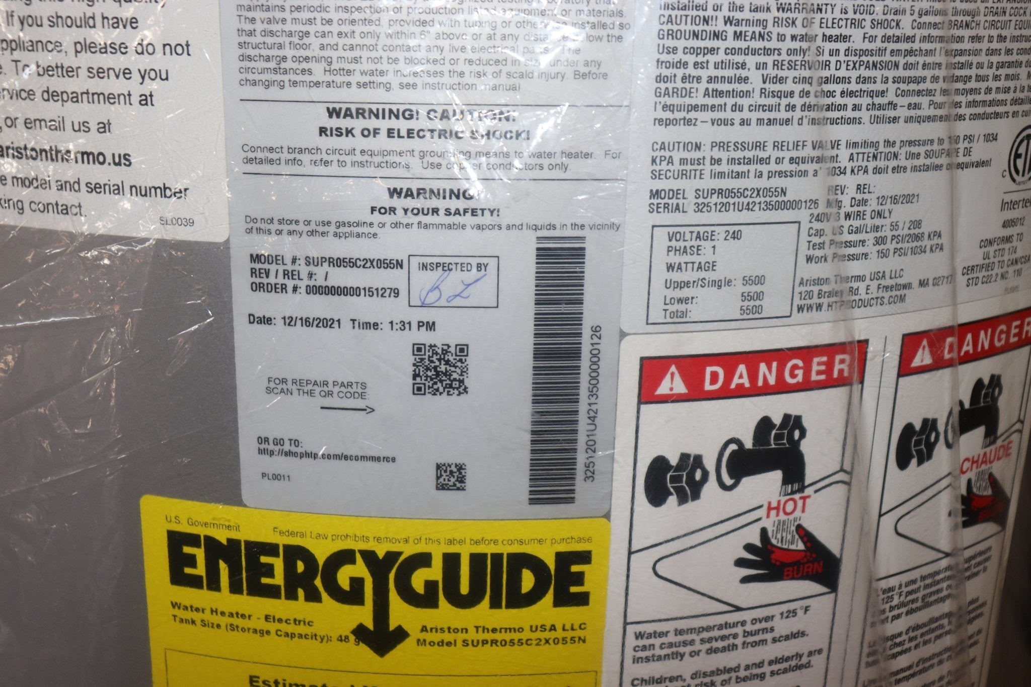 Suprema 55 gal. 5500-Watt Flexible Capacity Water Heater, Stainless Steel Tank - Northside Material Brokers