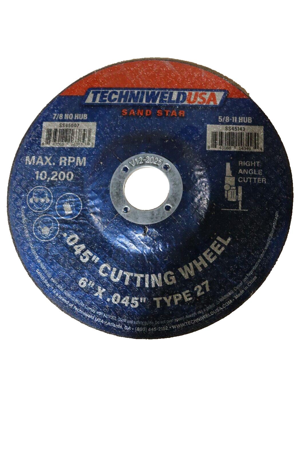 Techniweld 6 inch Cutting Wheel, Type 27, 4.5 x .045-In. SS45007 - Northside Material Brokers