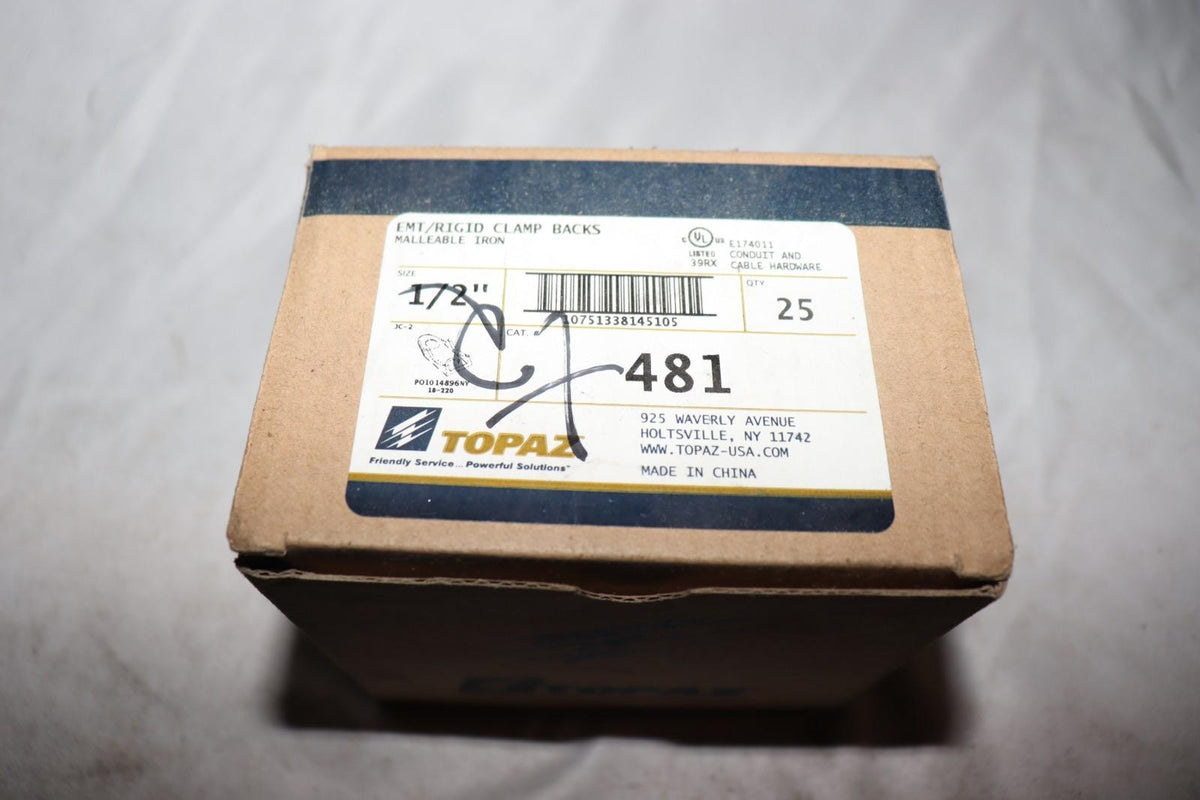 Topaz TOPZ481 481 1/2IN CLAMP BACK 25/25 - QTY of 43 - Northside Material Brokers