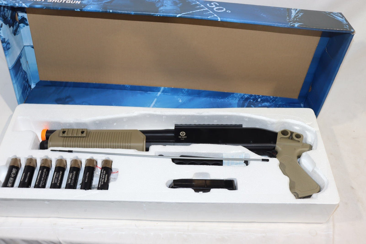 Umarex Tactical Force Tri-Shot Pump Action Airsoft Shotgun (TAN) - Northside Material Brokers