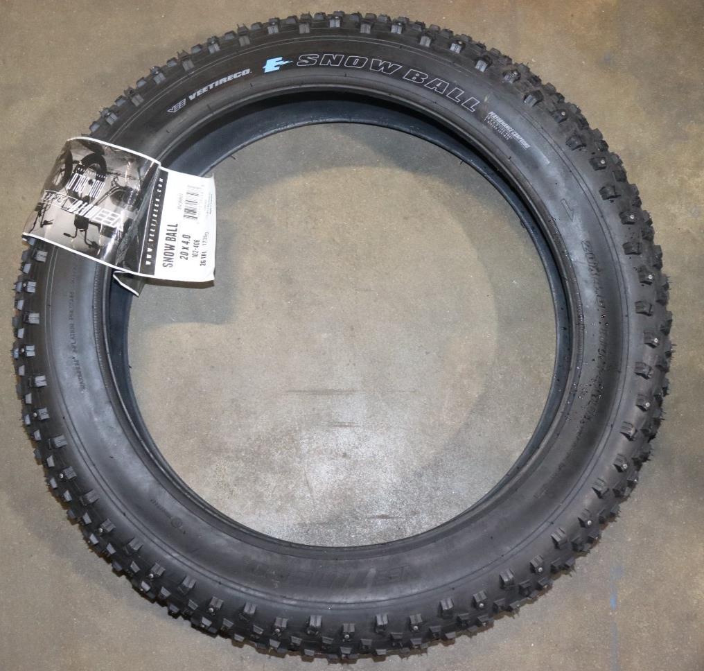 Vee Tire & Rubber Snowball Studded 120 Stud 20x4.0 Studded Wire TPI 36 Bk/Blk - Northside Material Brokers