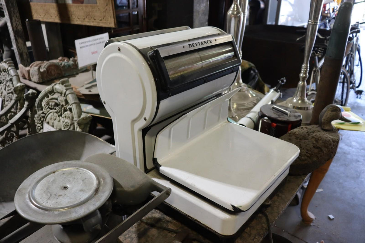 Vintage Toledo Defiance Enameled Steel Butcher's Meat / Grocery Scale, Clean - Northside Material Brokers