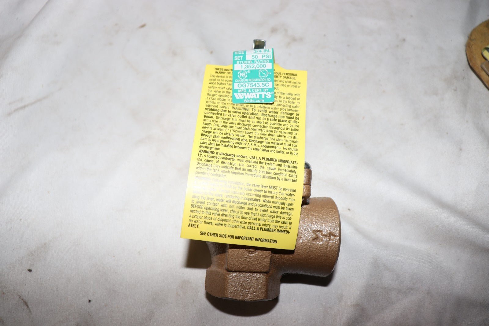 Watts 3/4" 740-050 Safety Relief Valve: Iron, FNPT, FNPT, 3/4 in Inlet Size - Northside Material Brokers