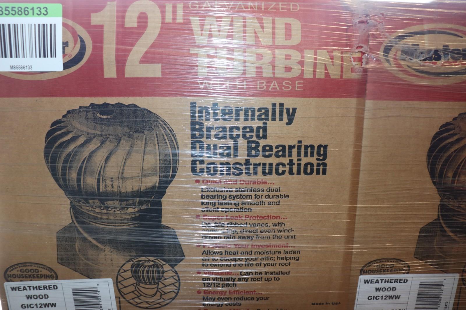 Weathered Wood Durable Galvanized Internally 12in Braced Roof Turbine Vent Steel - Northside Material Brokers