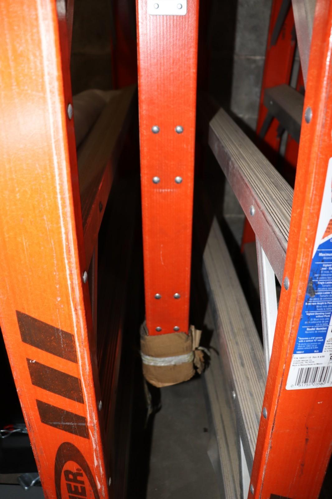 Werner E7416 16 ft Fiberglass Extension Trestle Step Ladder 300 lb., 20 Ft Reach, Used - Northside Material Brokers