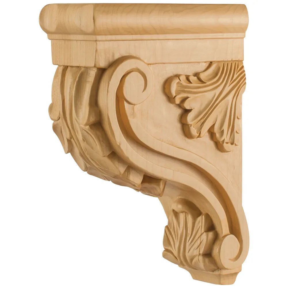 White Birch Acanthus Corbel 3" W x 7" D x 10" H CORE-1-WB - Northside Material Brokers
