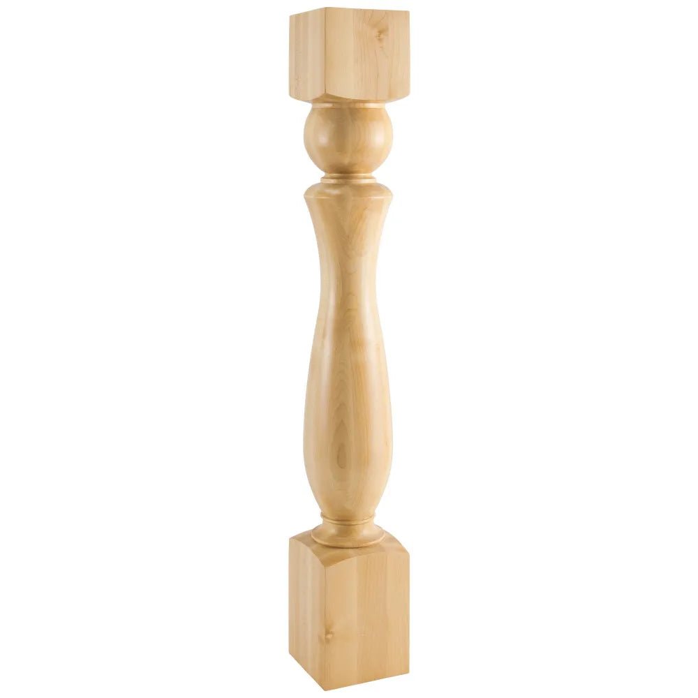 White Birch Sphere Turned Post 5" W x 5" D x 35-1/2" H P81-5-WB - Northside Material Brokers