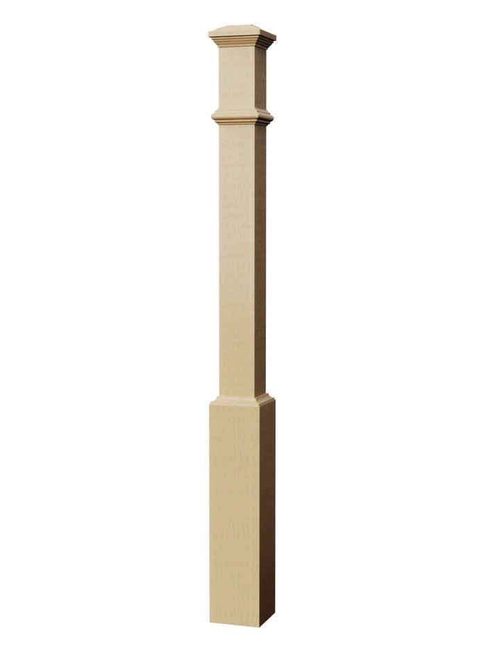 White Oak Box Newel - Adjustable Base (5") Coffman C-4276 - Northside Material Brokers