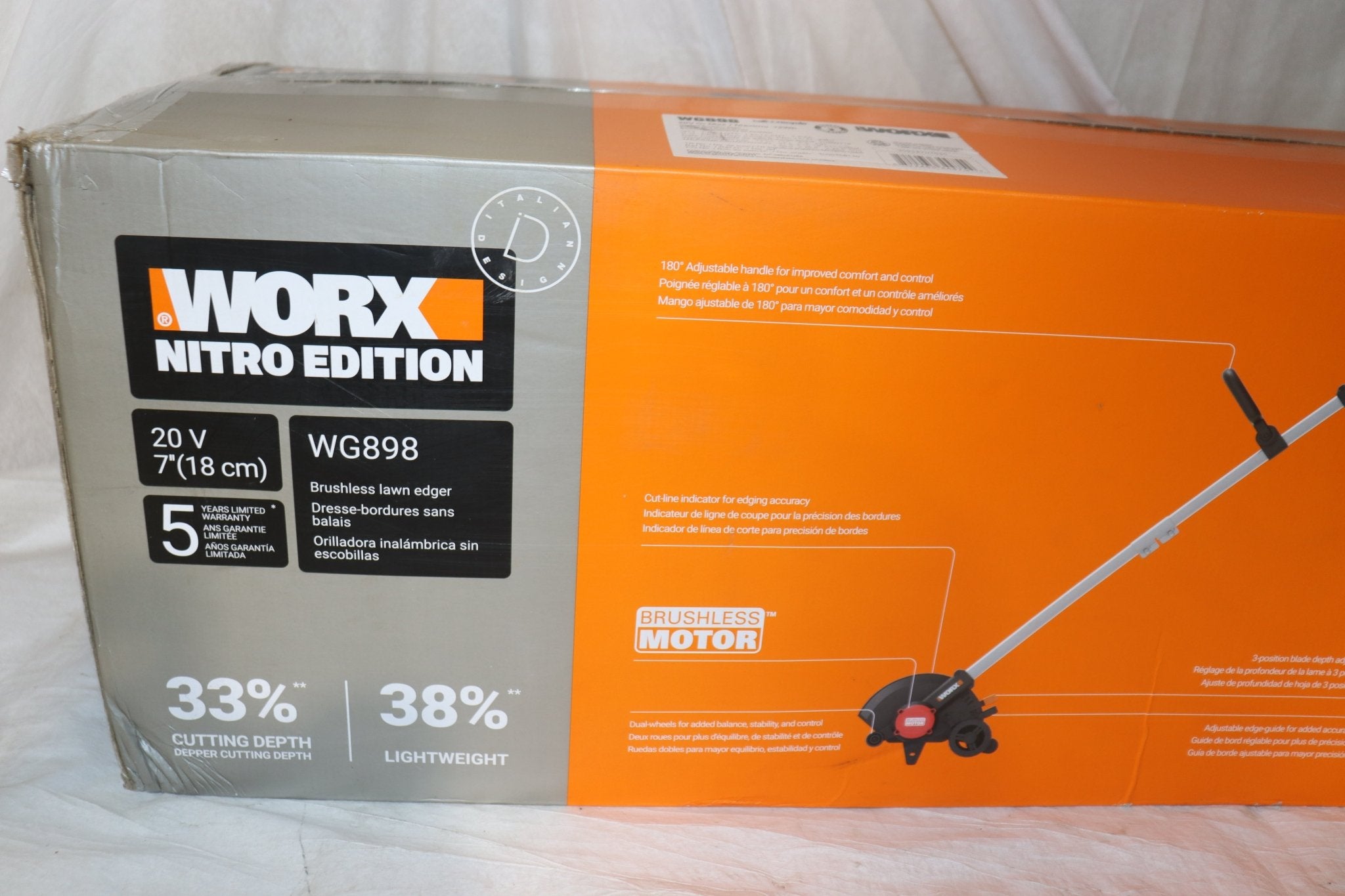 Worx NITRO Edition Cordless 7" Edger, Tool + 20V 4.0AH Battery & Charger, WG898 - Northside Material Brokers