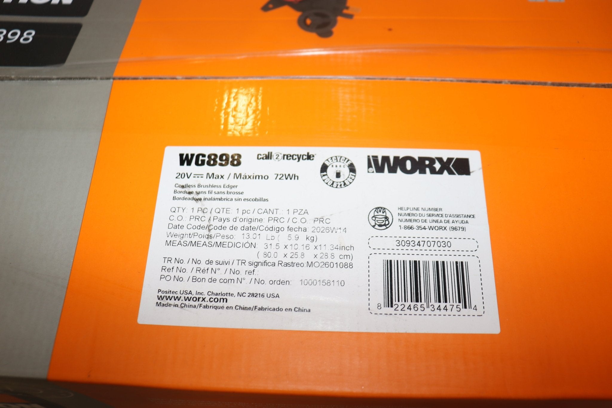 Worx NITRO Edition Cordless 7" Edger, Tool + 20V 4.0AH Battery & Charger, WG898 - Northside Material Brokers