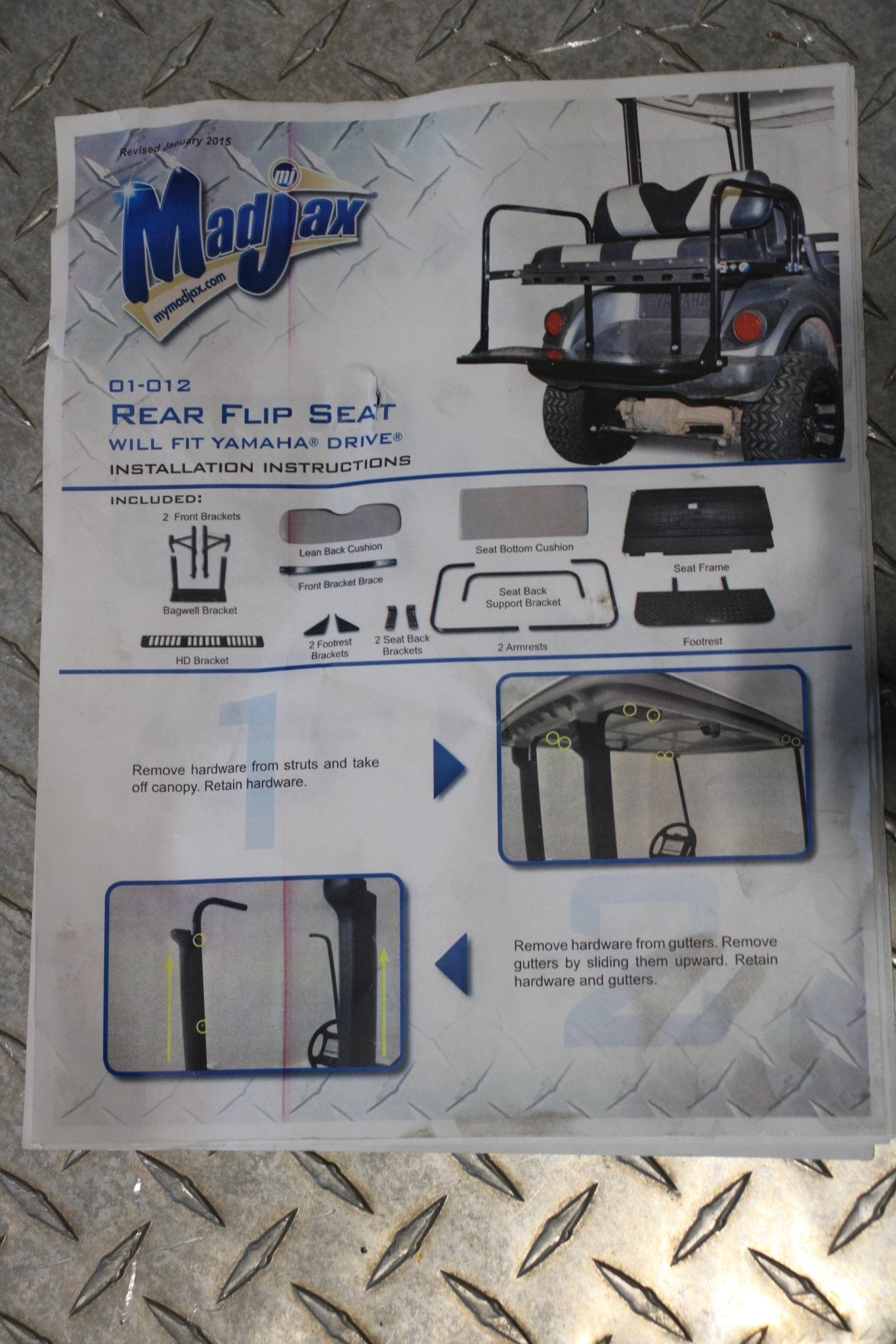 Yamaha Drive Golf Cart Rear Flip Seat Maxjax Genesis150 - Northside Material Brokers