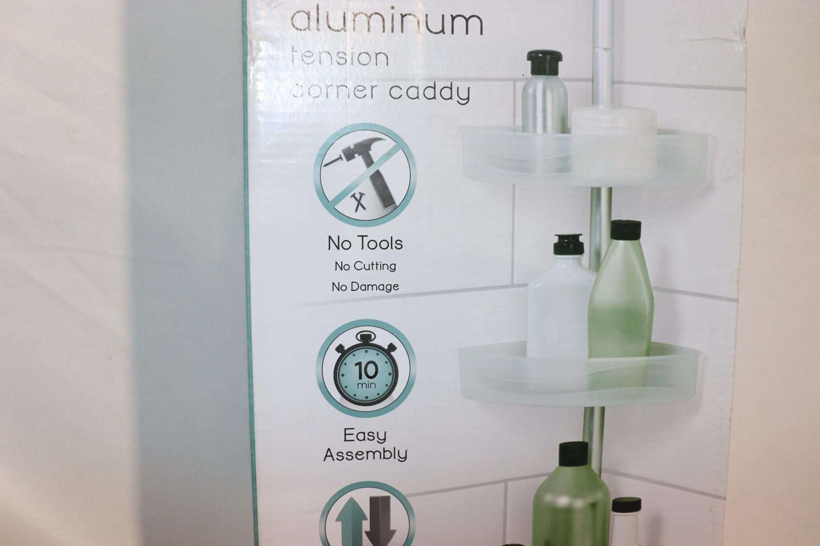 Zenna Home NeverRust Aluminum Tension Corner Shower Caddy in Satin Chrome - Northside Material Brokers