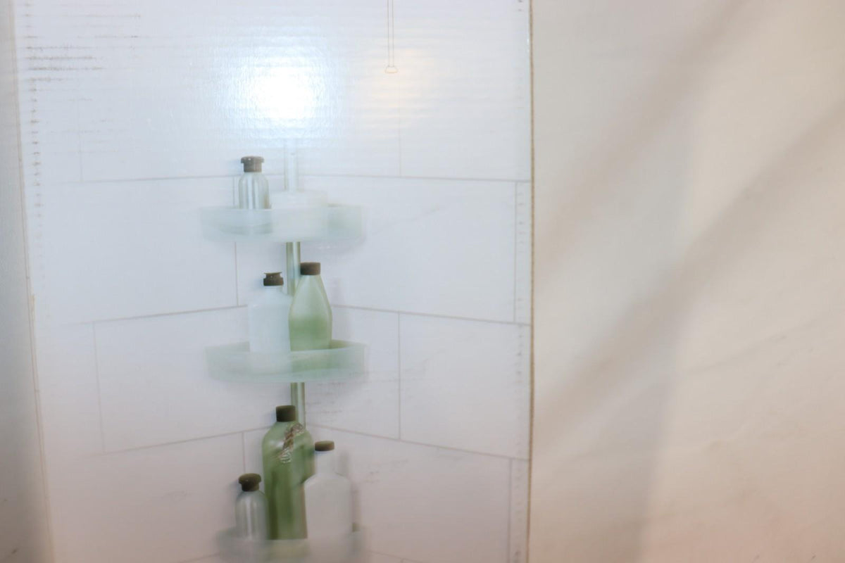 Zenna Home NeverRust Aluminum Tension Corner Shower Caddy in Satin Chrome - Northside Material Brokers