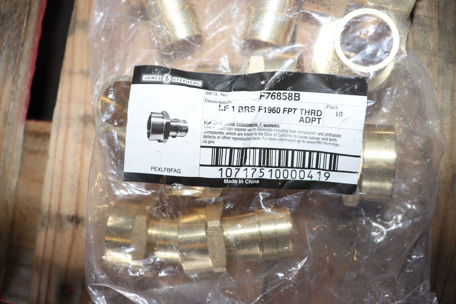1 Inch FIP Brass PEX Adapter 5 Pack Jones Stephens F76858 - Northside Material Brokers