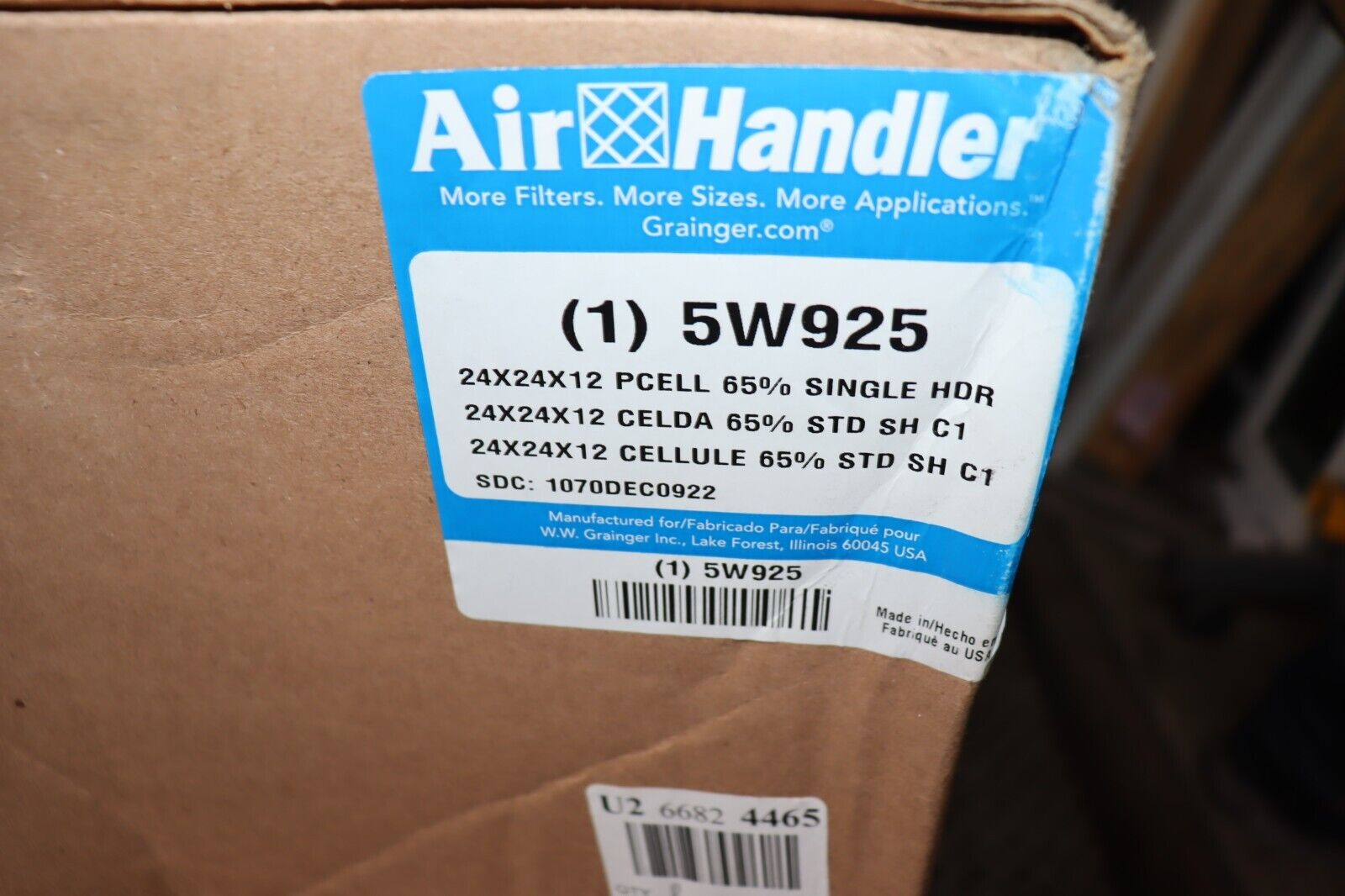 Air Filter 24 x 24 x 12 Cartridge MERV 11 AIR HANDLER 5W925