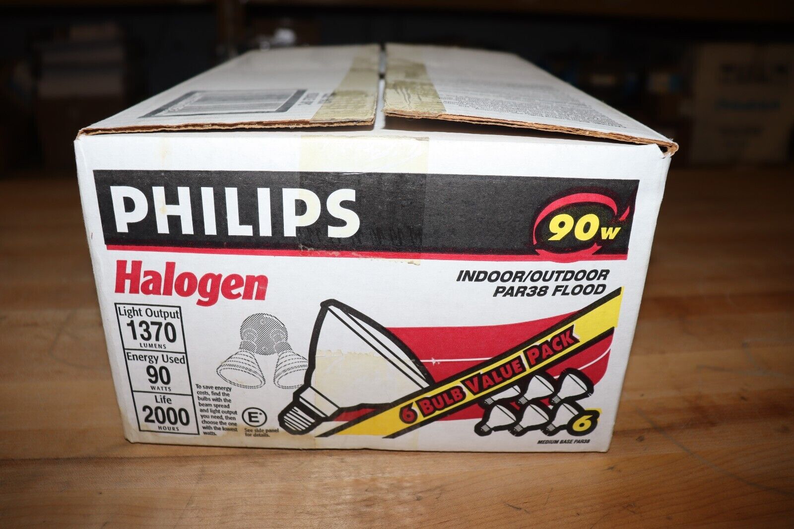 Halogen 90W PAR38 Medium Base E26 Light Bulb 6 Pack Philips 27429-0