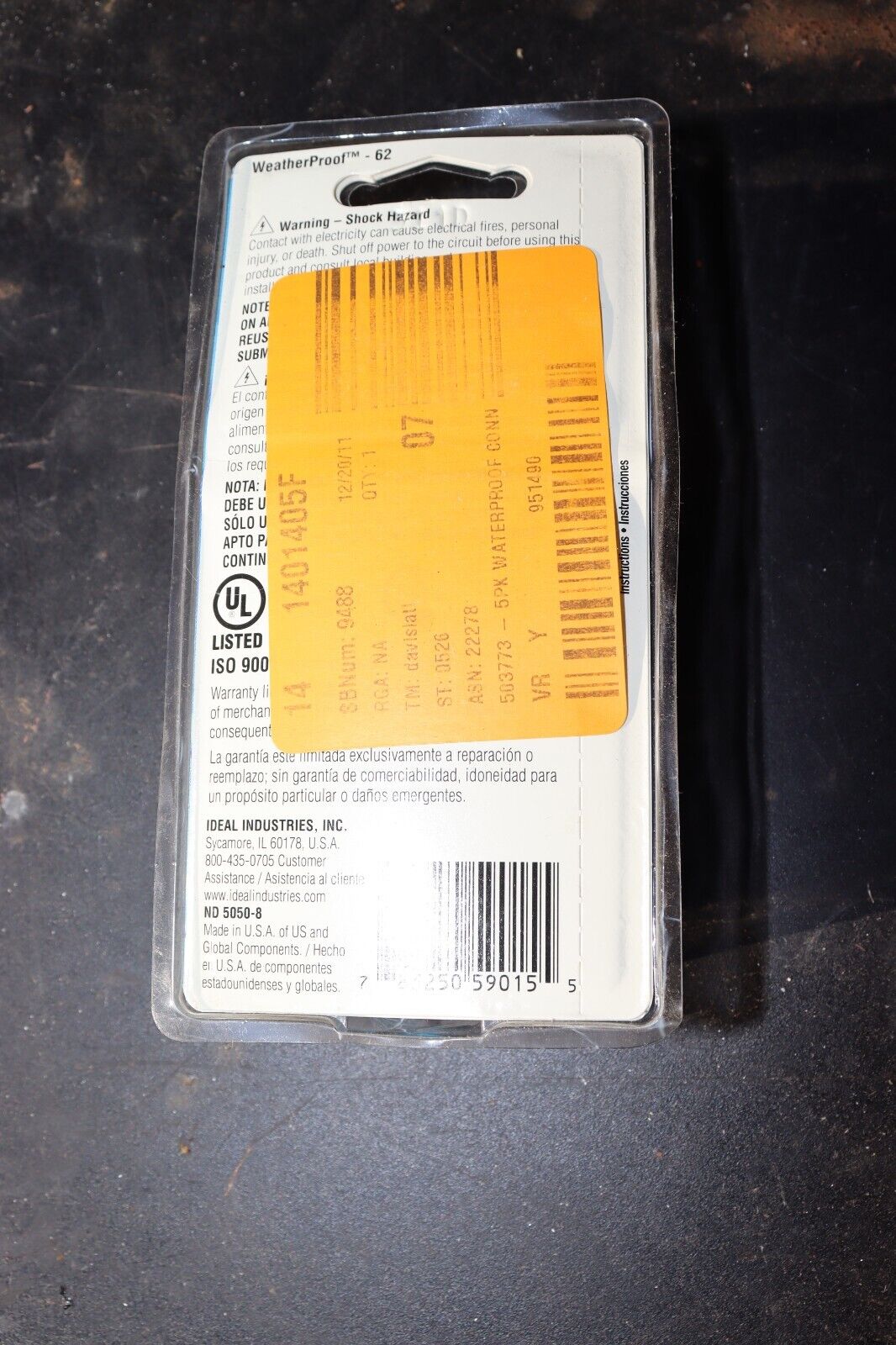 naury  Wire Connectors Ideal 5 Pack, 30-062, #18-#8, WeatherProof
