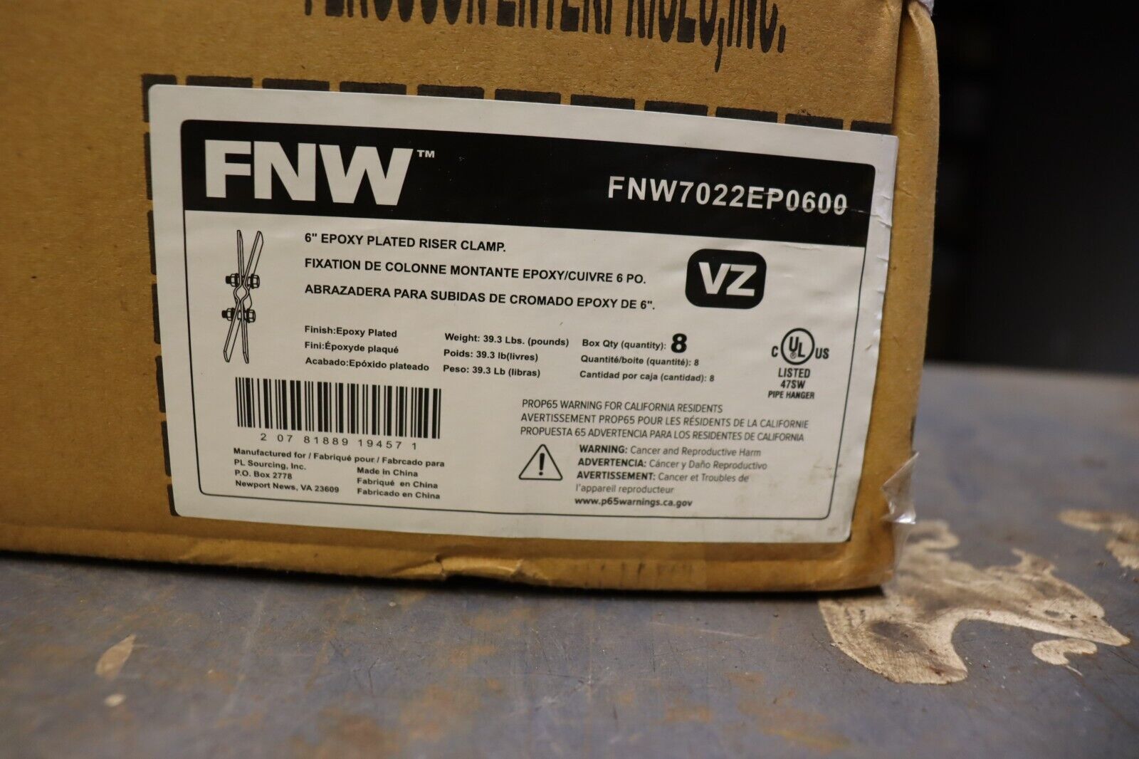 Riser Clamp 6 Inch Epoxy Plated FNW FNW7022EP0600