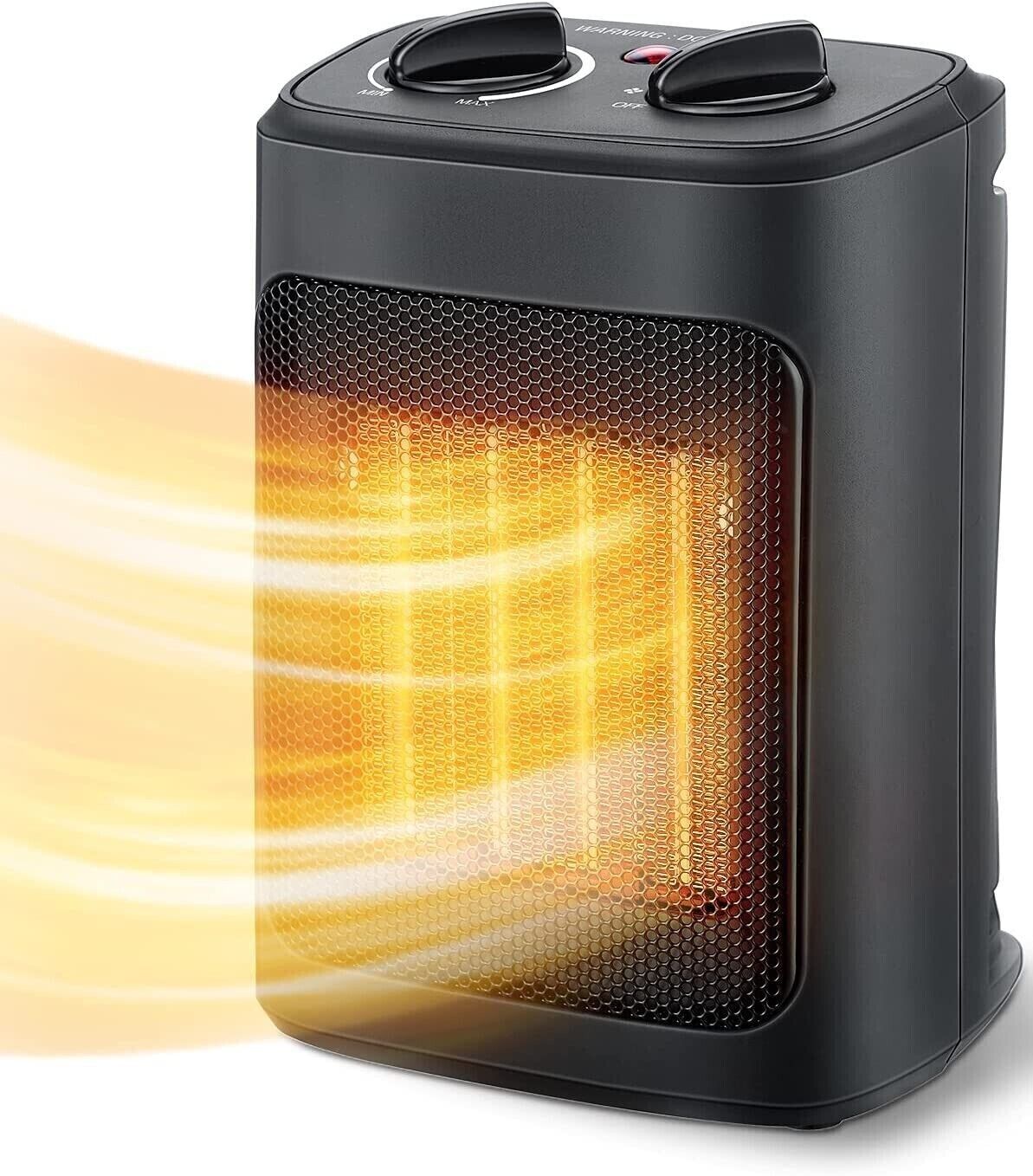 Space Heater Pelonis with Thermostat 4 Function Electric Ceramic 1500 Watt 9 Inch Black