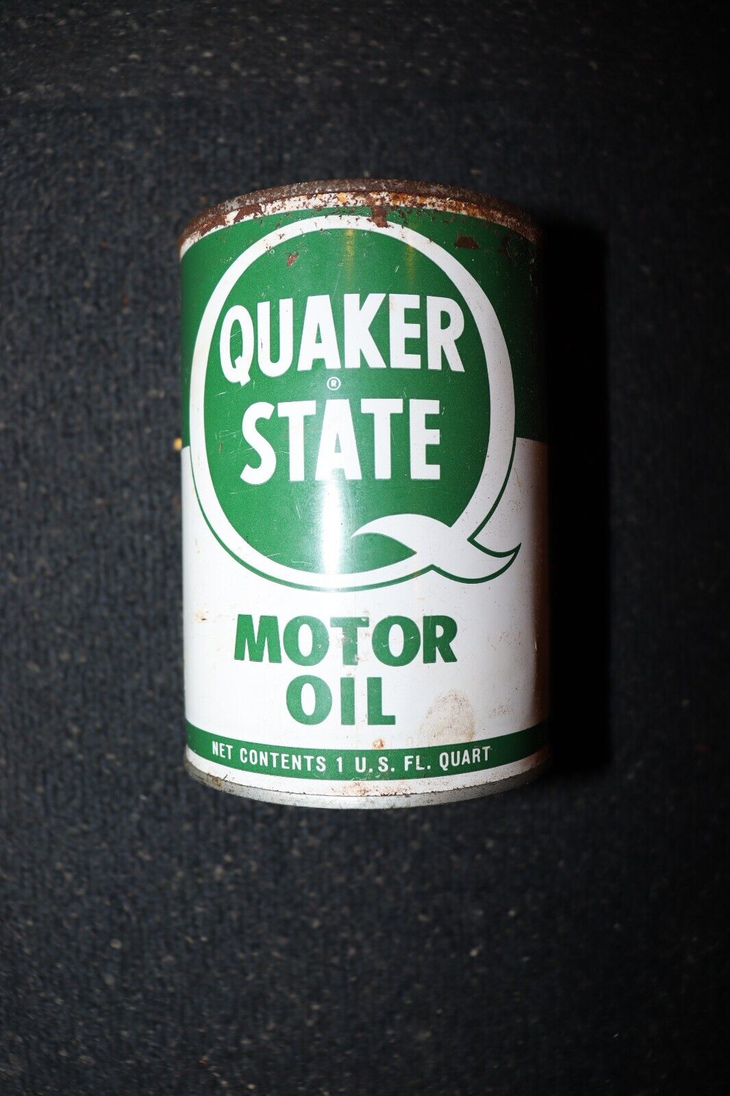 Quaker State Motor Oil Tin Litho 1 Quart Can Full Vintage
