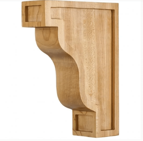 2" W x 6" D x 8" H Maple Waved Arts & Crafts Corbel COR16-DMP - Northside Material Brokers