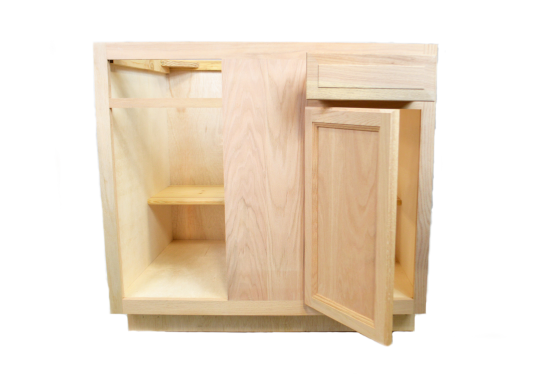 Blind Corner Base Cabinet in Unfinished Oak