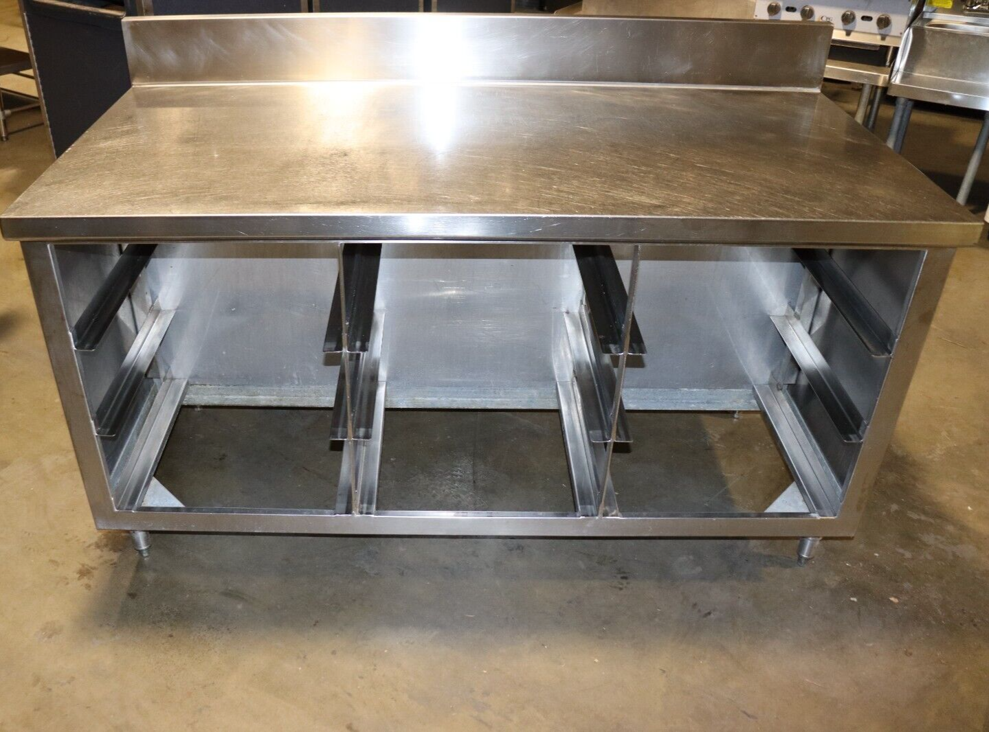 STAINLESS STEEL Table with PAN STORAGE 66 Inch X32 Inch
