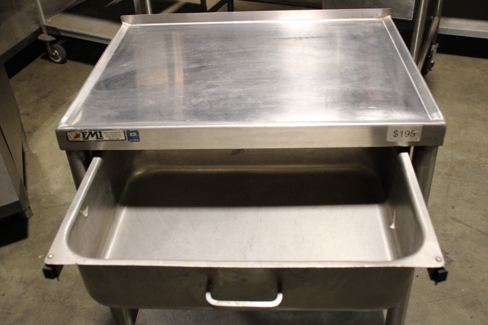 STAINLESS PREP STAND TABLE WITH DRAWER and BOTTOM SHELF FMI