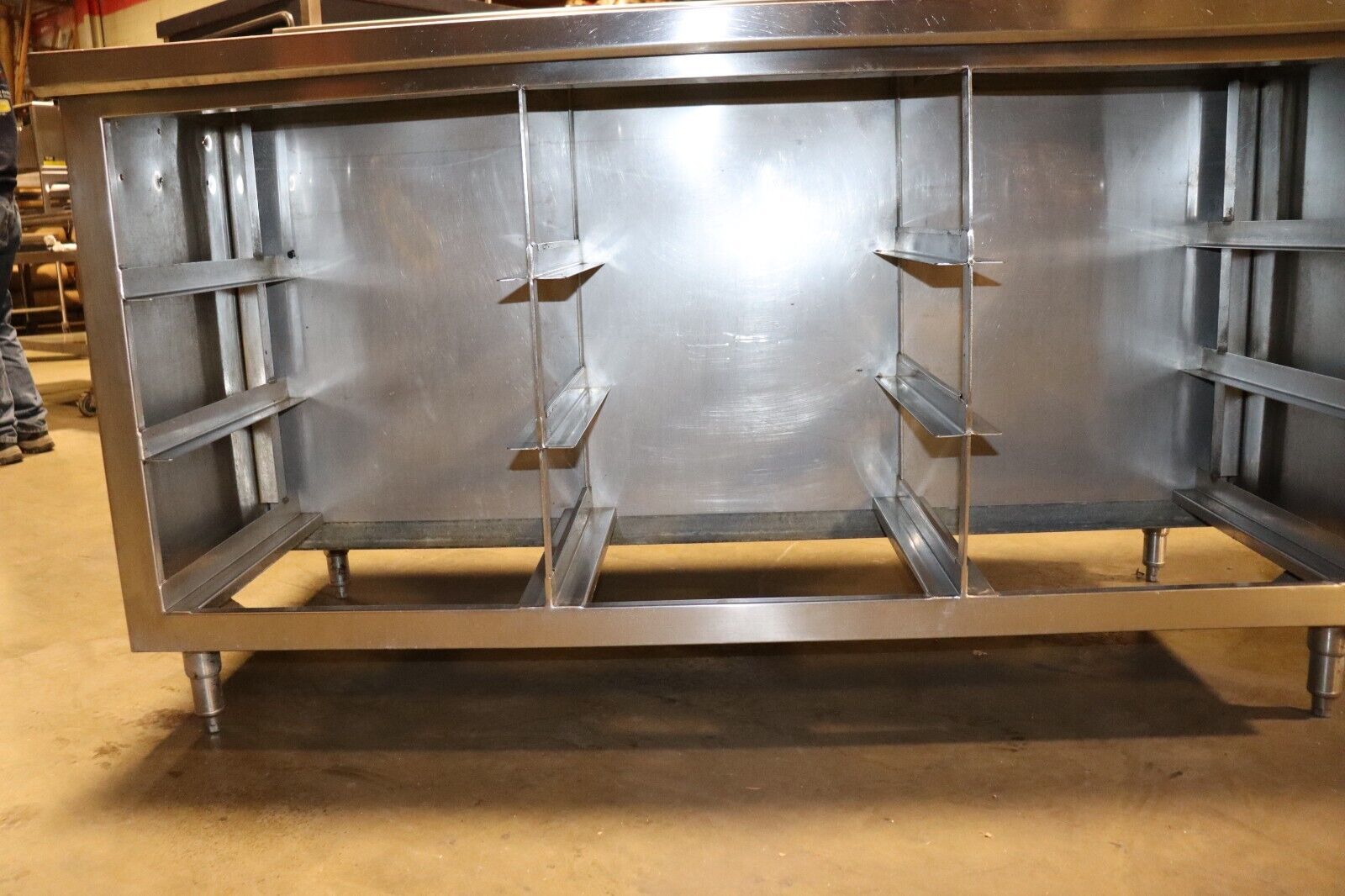 STAINLESS STEEL Table with PAN STORAGE 66 Inch X32 Inch