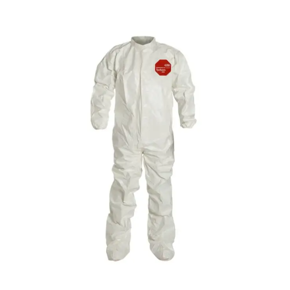 DuPoint Tychem Chemical-Resistant Coveralls w/ attached Boots and Elastic Wrists