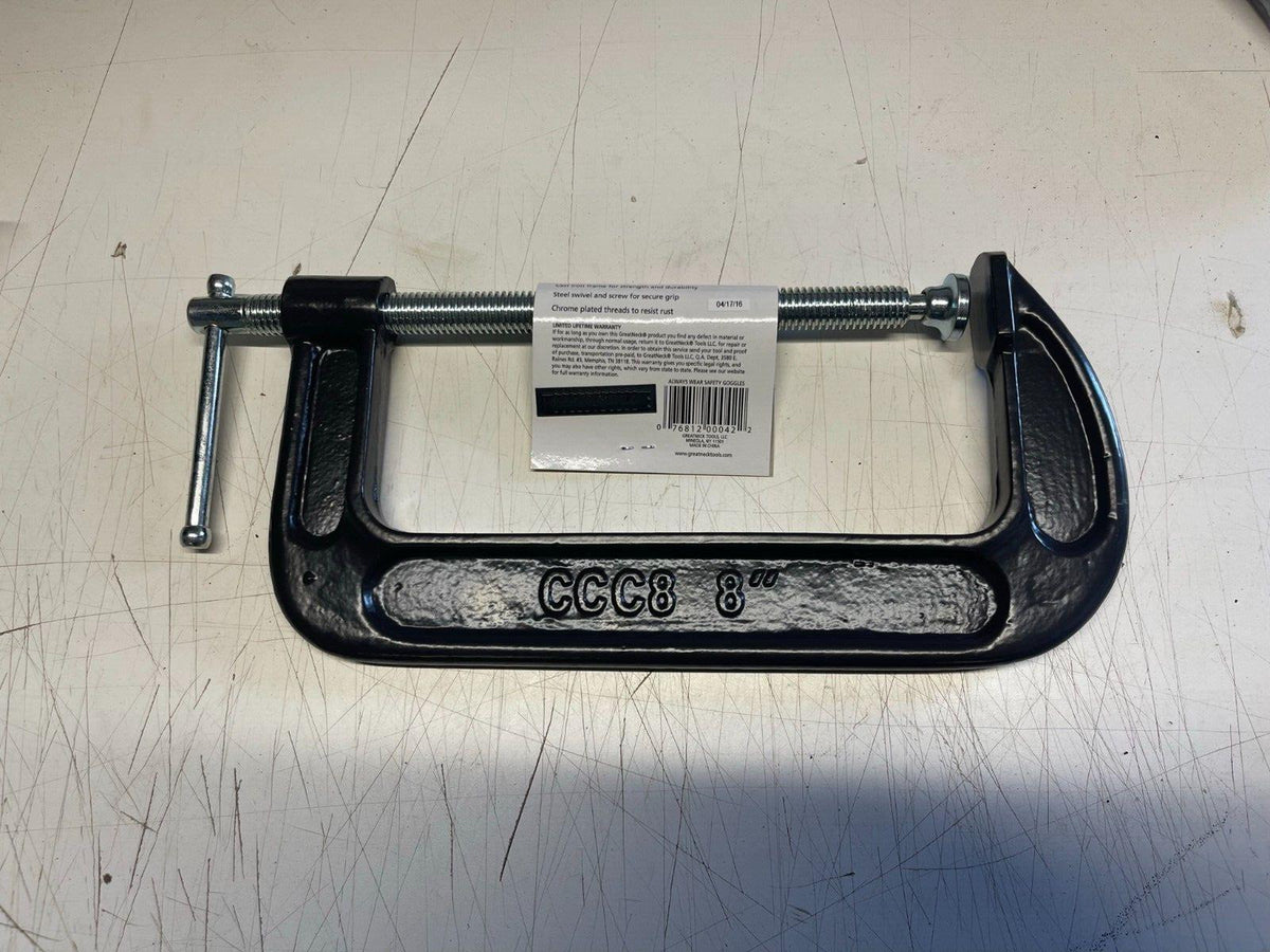 8 Inch C-Clamp GreatNeck Heavy Duty Cast Iron CCC8 Wood Working Carpentry - Northside Material Brokers