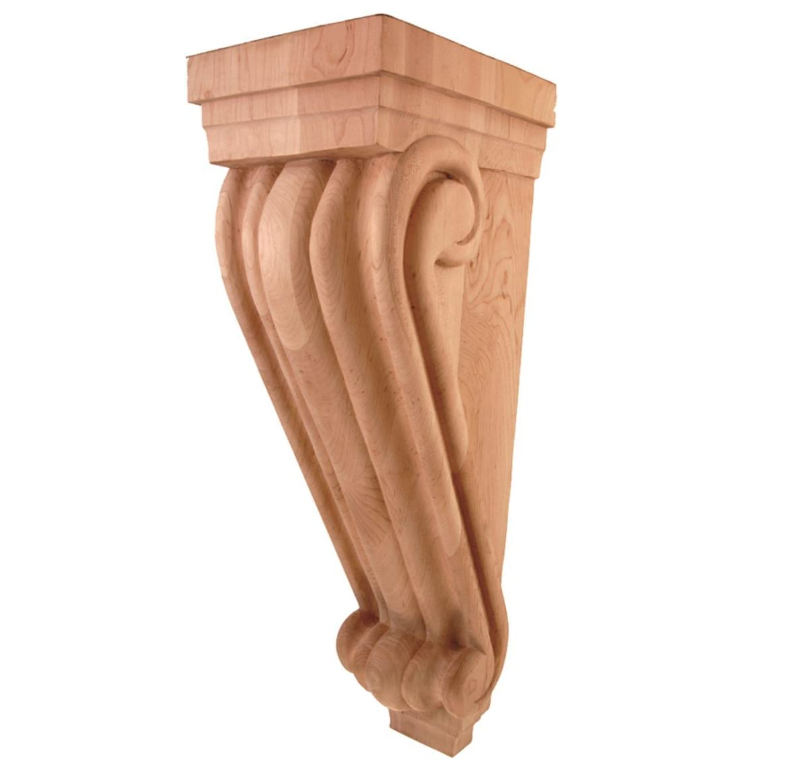 Hardware Resource Large Traditional Wood Corbel. 6-3/4" x 7-5/8" x 22" Maple