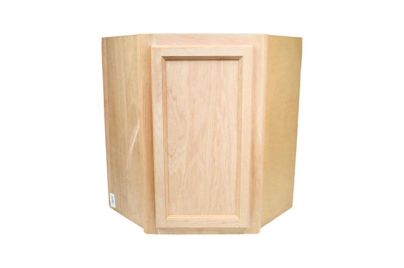 Wall Diagonal Corner 24 Inches with Lazy Susan in Unfinished Oak
