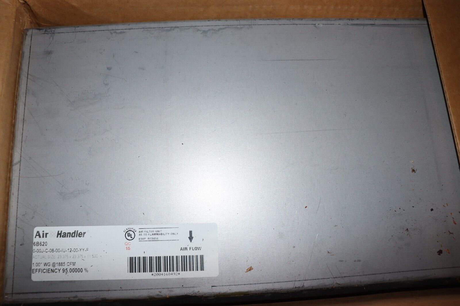 Air Handler 6B620 HEPA Air Filter: 24 in x 24 in x 12 in, Downstream Face - Northside Material Brokers